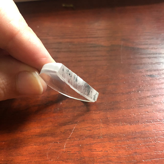 泰州今科C型金刚石线切形机加工实例：树脂镜片切割记录