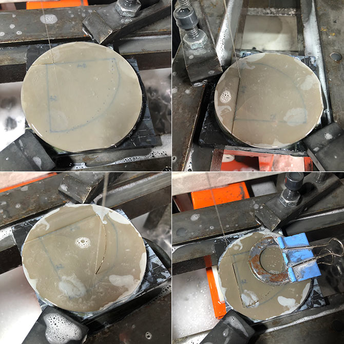 加工实例：把5mm厚圆形氧化镓切割成扇形记录