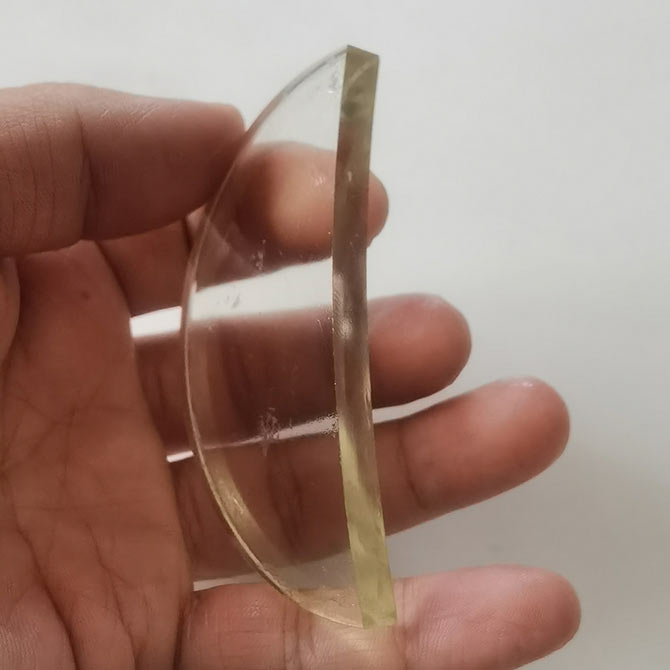 加工实例/卧式环线机光学玻璃凹透镜切割效果